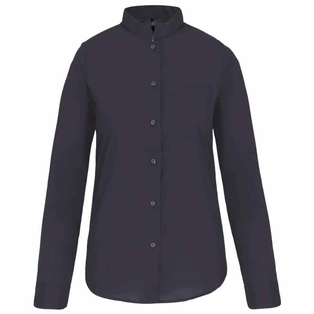Damesblouse met "Mao" kraag lange mouwen, zinc — productfoto 11