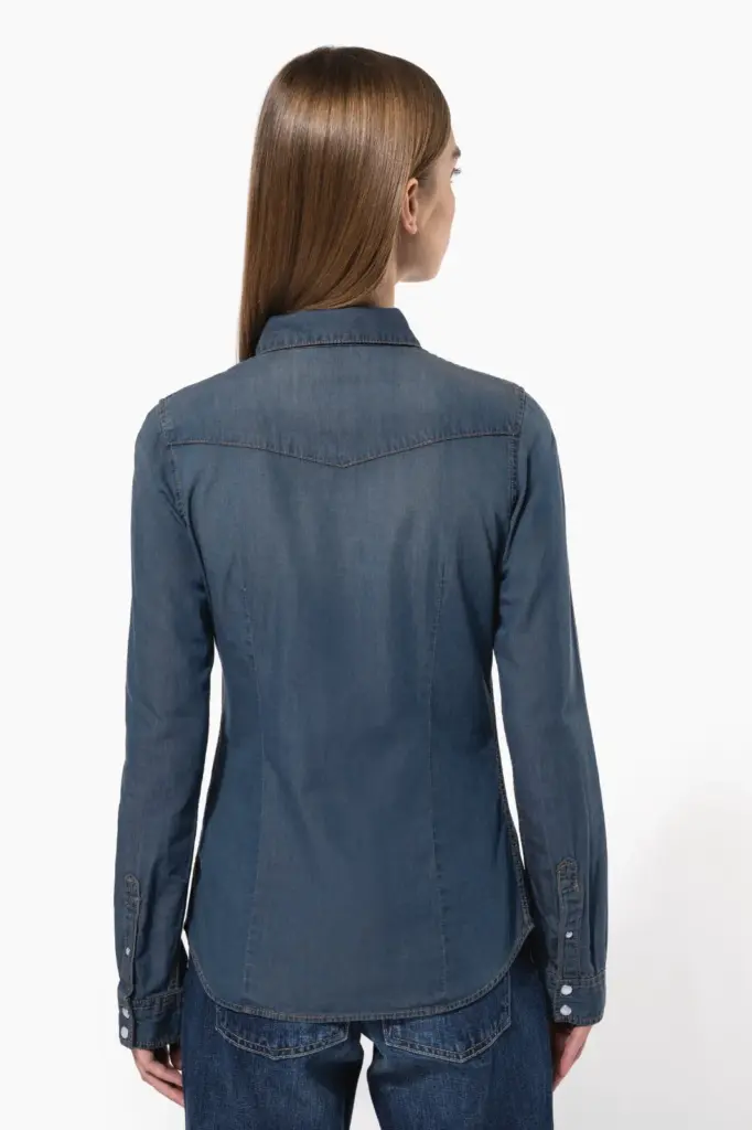 Dames denim blouse lange mouwen — productfoto 2