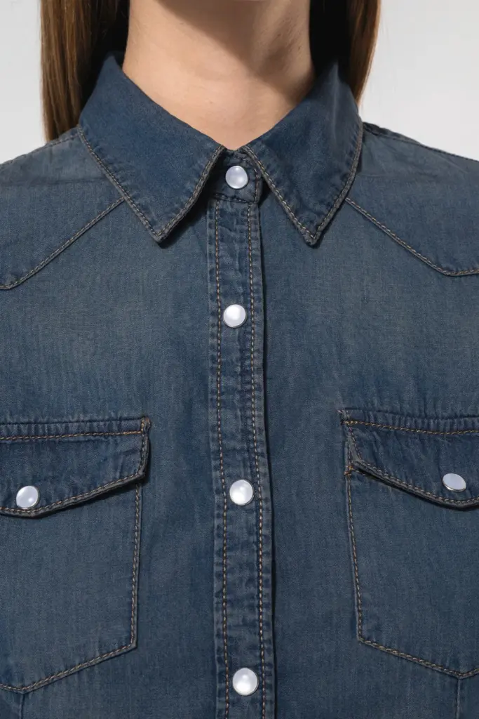 Dames denim blouse lange mouwen — productfoto 4