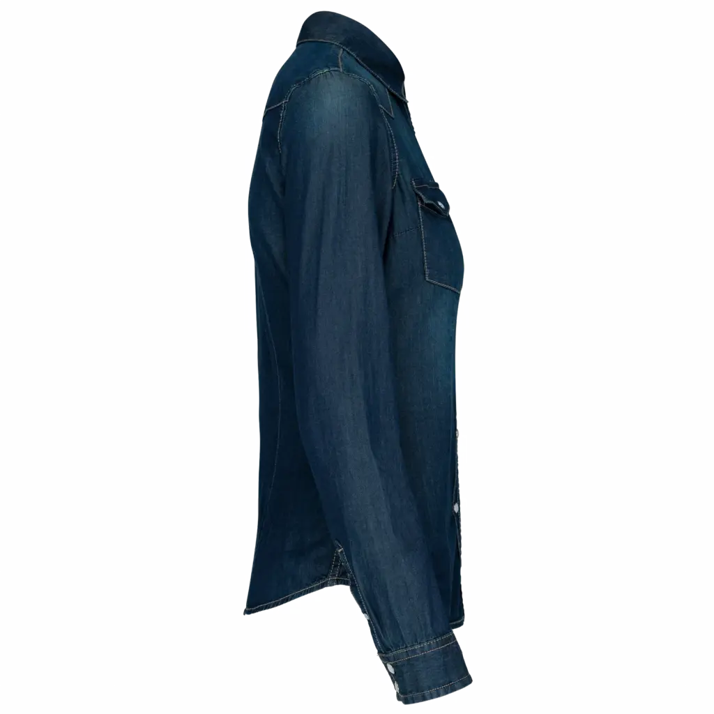 Dames denim blouse lange mouwen, blue jean — productfoto 5