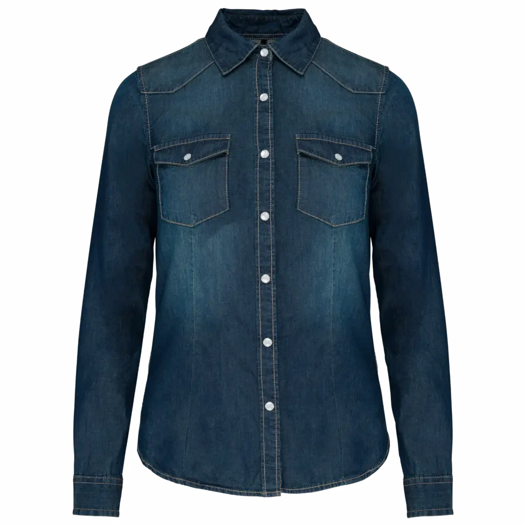 PS_K518_BLUEJEAN - Hidalgo Dames denim blouse lange mouwen, blue jean — productfoto 6
