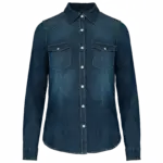 Dames denim blouse lange mouwen, blue jean — productfoto 6