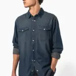 Heren denim overhemd lange mouwen