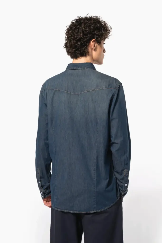 Heren denim overhemd lange mouwen — productfoto 2