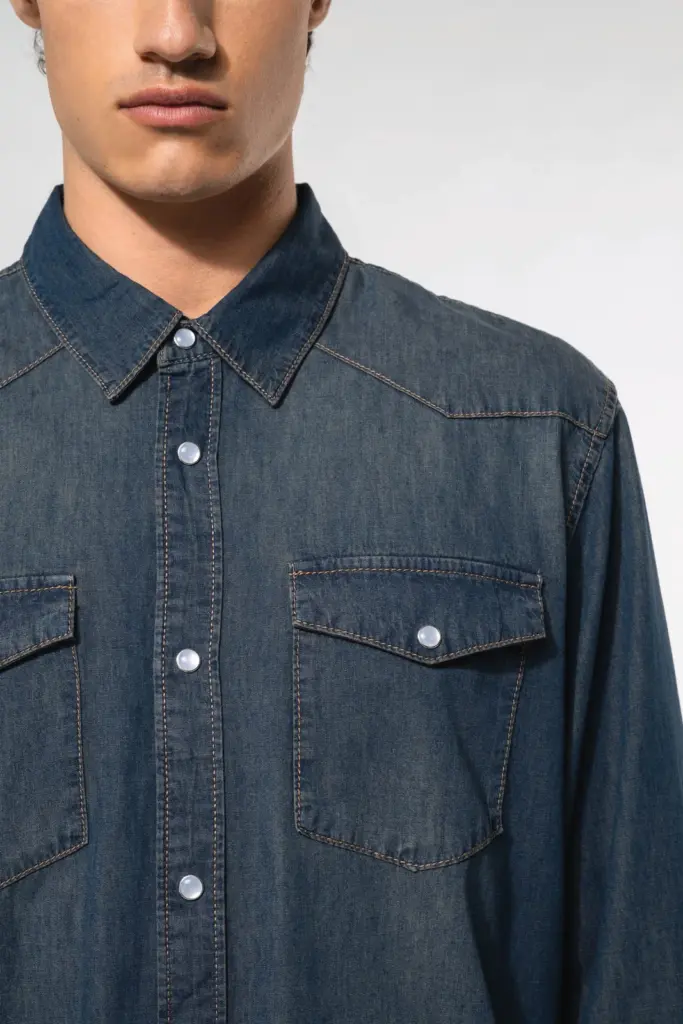Heren denim overhemd lange mouwen — productfoto 3