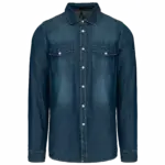 Heren denim overhemd lange mouwen, blue jean — productfoto 6