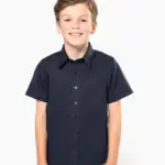 Kinder poplin overhemd korte mouwen