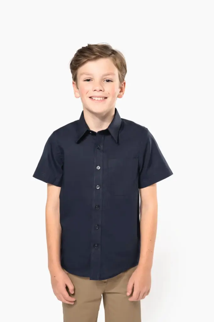 Kinder poplin overhemd korte mouwen