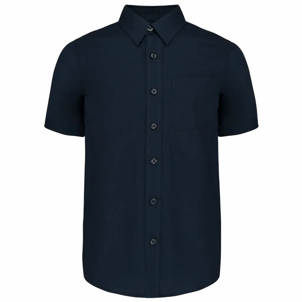Kinder poplin overhemd korte mouwen, navy — productfoto 6