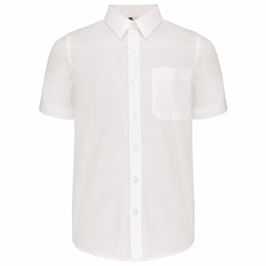 Kinder poplin overhemd korte mouwen, white — productfoto 7