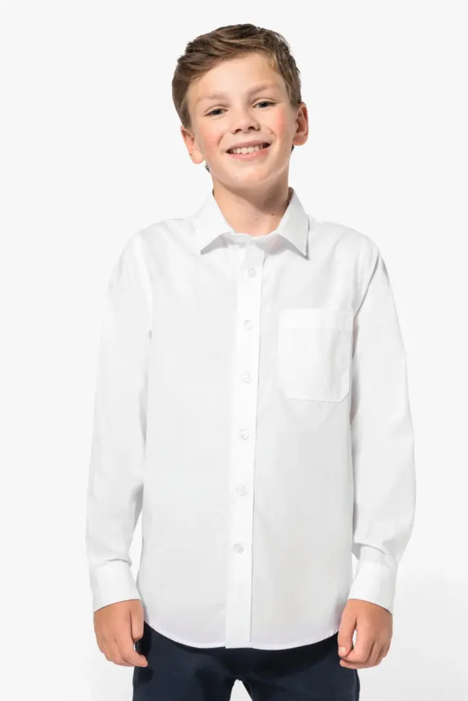 Kinder poplin overhemd lange mouwen