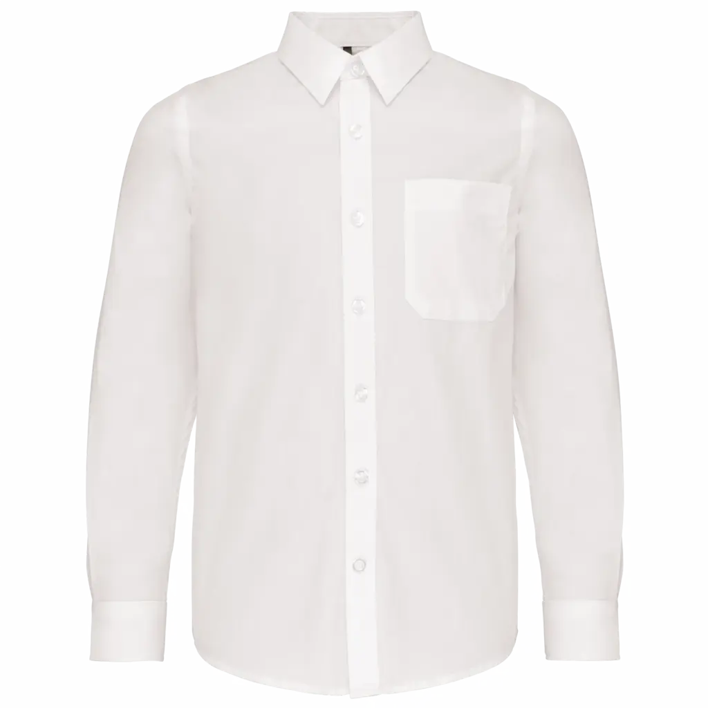 Kinder poplin overhemd lange mouwen, white — productfoto 6