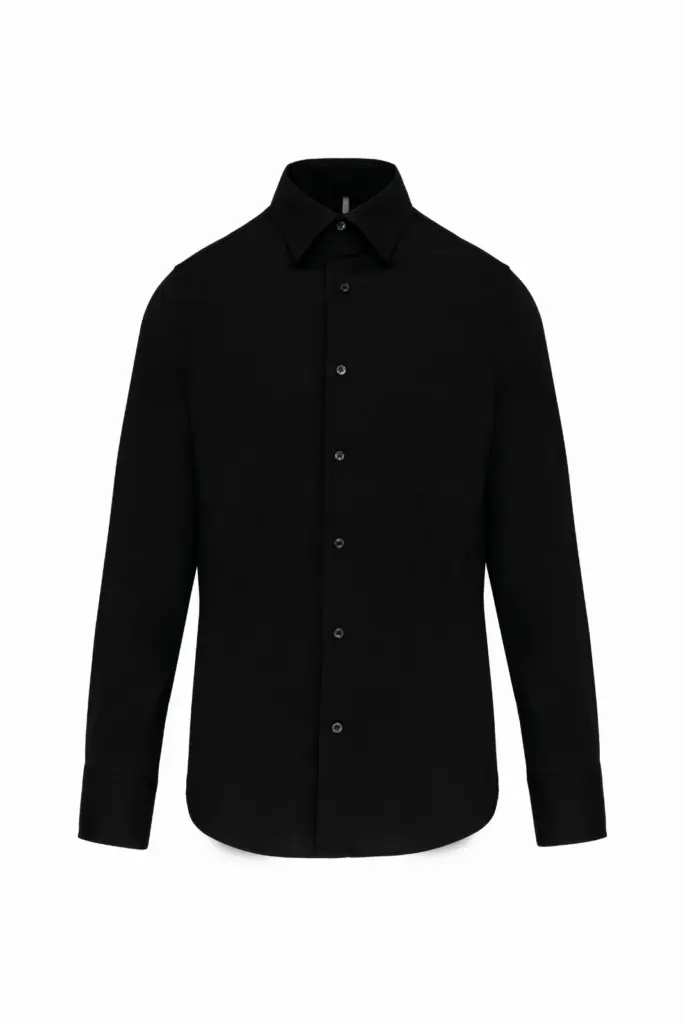 Getailleerd heren non-iron overhemd lange mouwen, black — productfoto 6