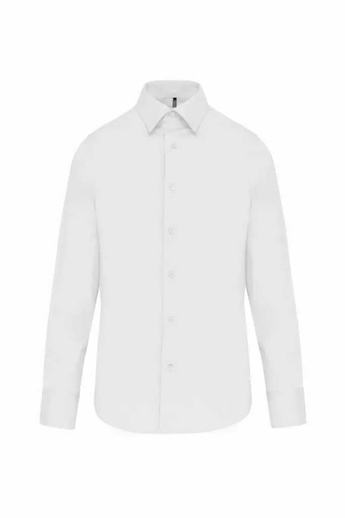 Getailleerd heren non-iron overhemd lange mouwen, white — productfoto 8