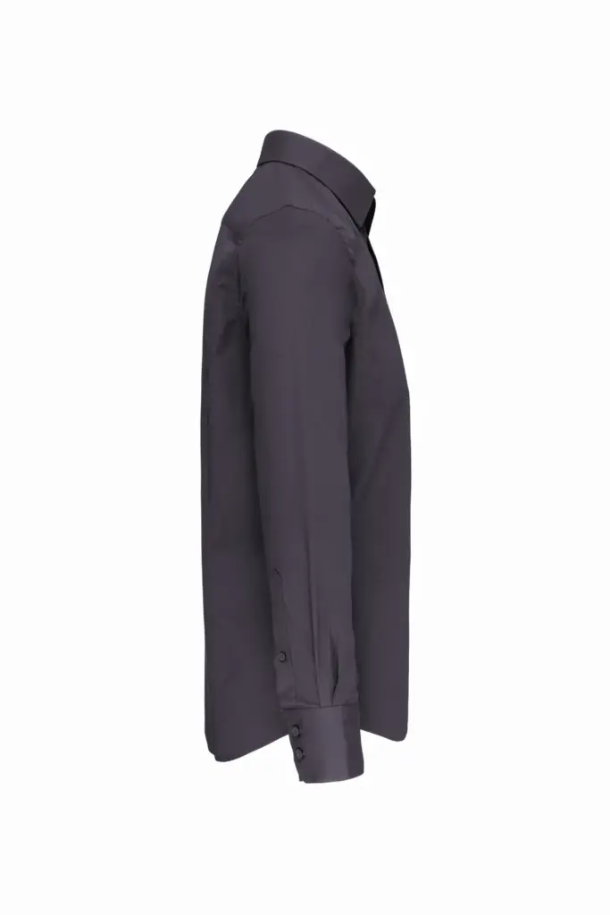 Getailleerd heren non-iron overhemd lange mouwen, zinc — productfoto 8