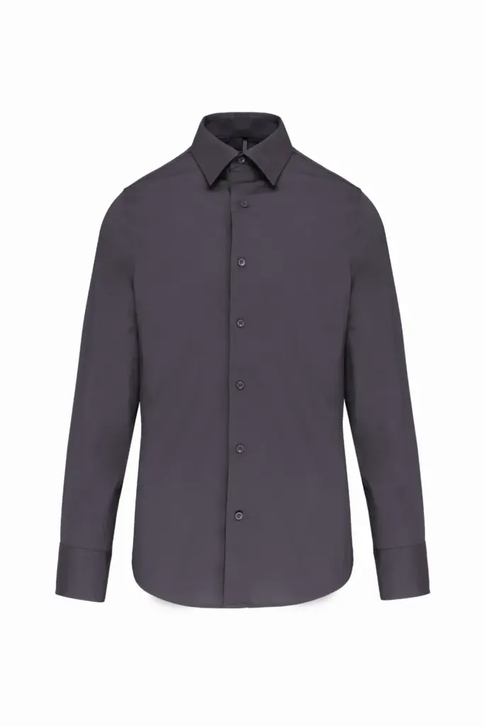 Getailleerd heren non-iron overhemd lange mouwen, zinc — productfoto 9