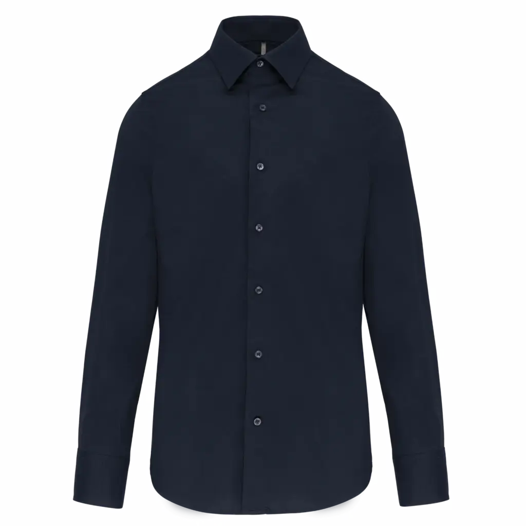 Heren stretch overhemd lange mouwen, navy — productfoto 8
