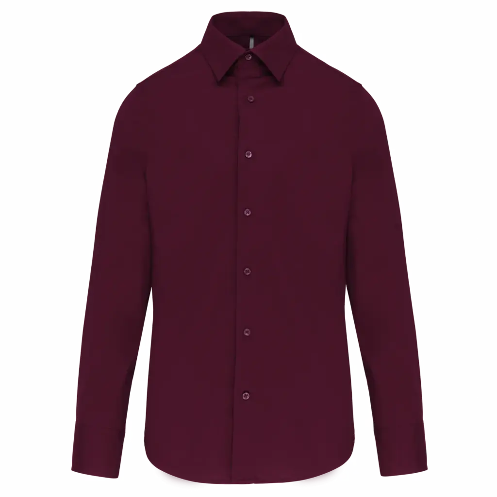 Heren stretch overhemd lange mouwen, wine — productfoto 10