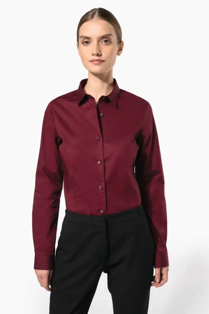 Dames stretch blouse lange mouwen
