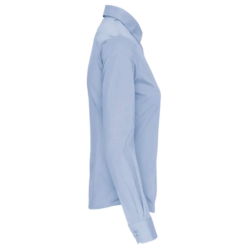 Dames stretch blouse lange mouwen, light blue — productfoto 6
