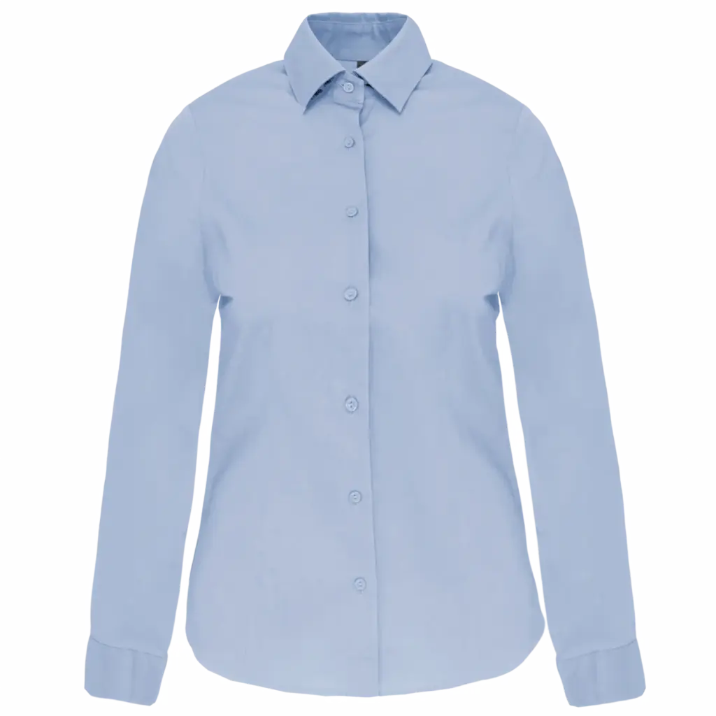 Dames stretch blouse lange mouwen, light blue — productfoto 7