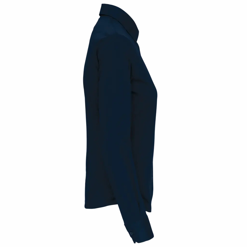 Dames stretch blouse lange mouwen, navy — productfoto 7