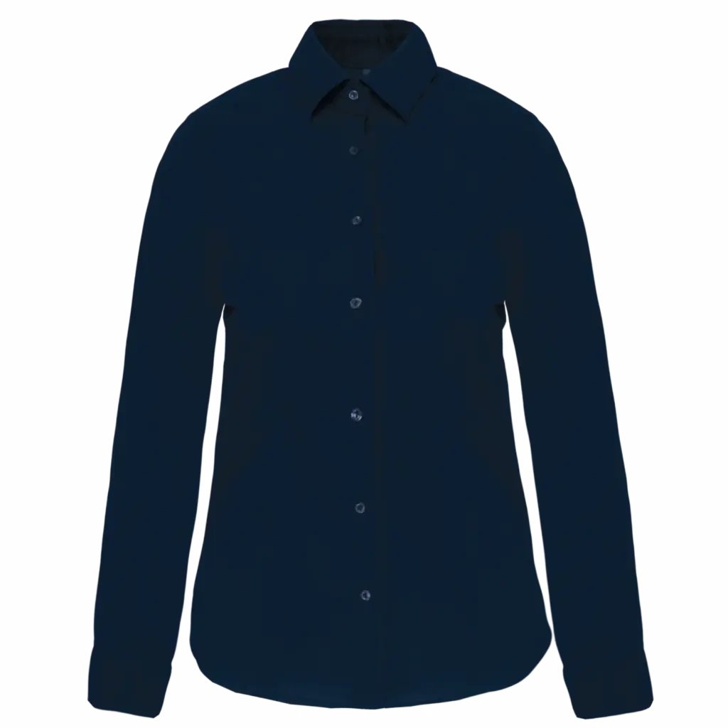 Dames stretch blouse lange mouwen, navy — productfoto 8