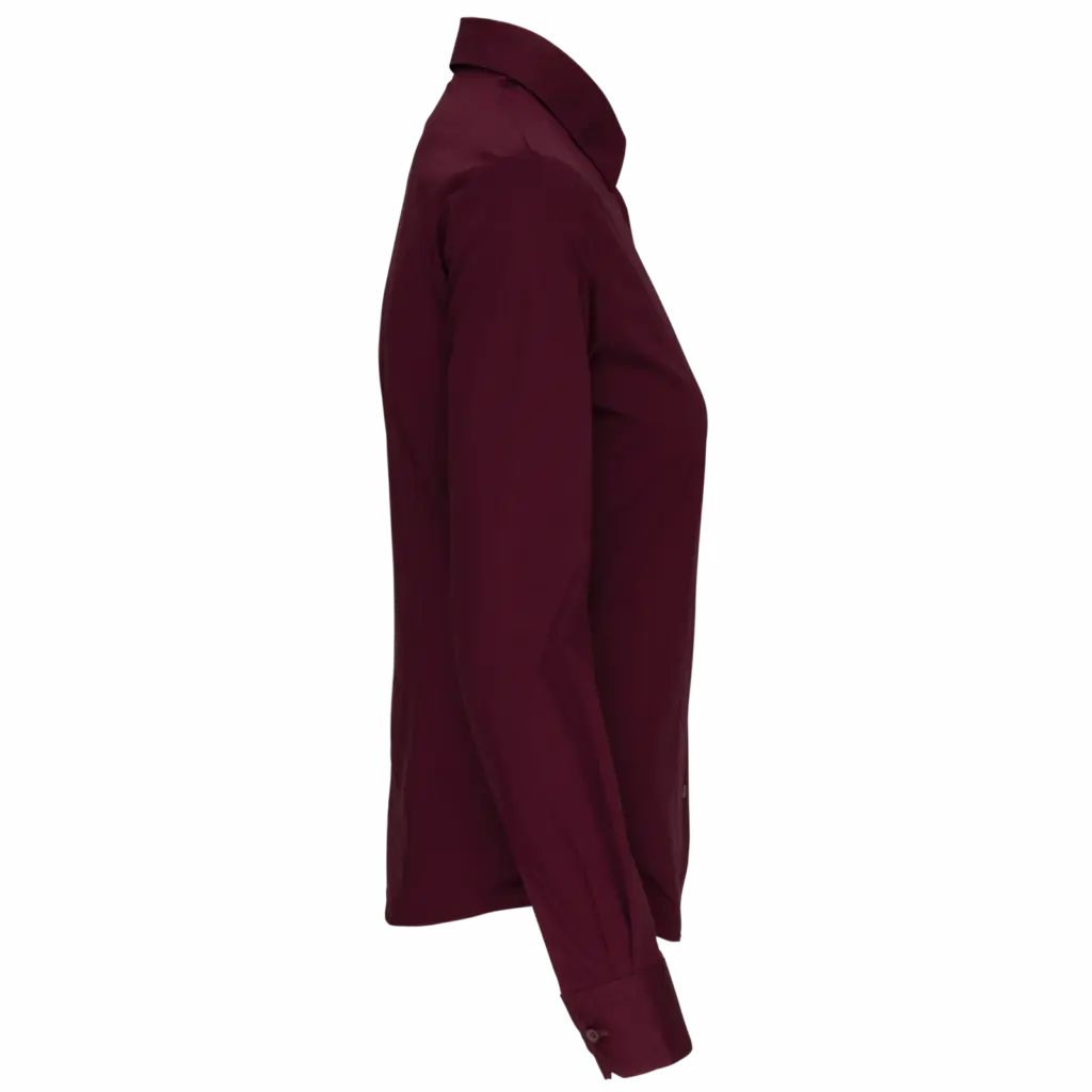 Dames stretch blouse lange mouwen, wine — productfoto 9