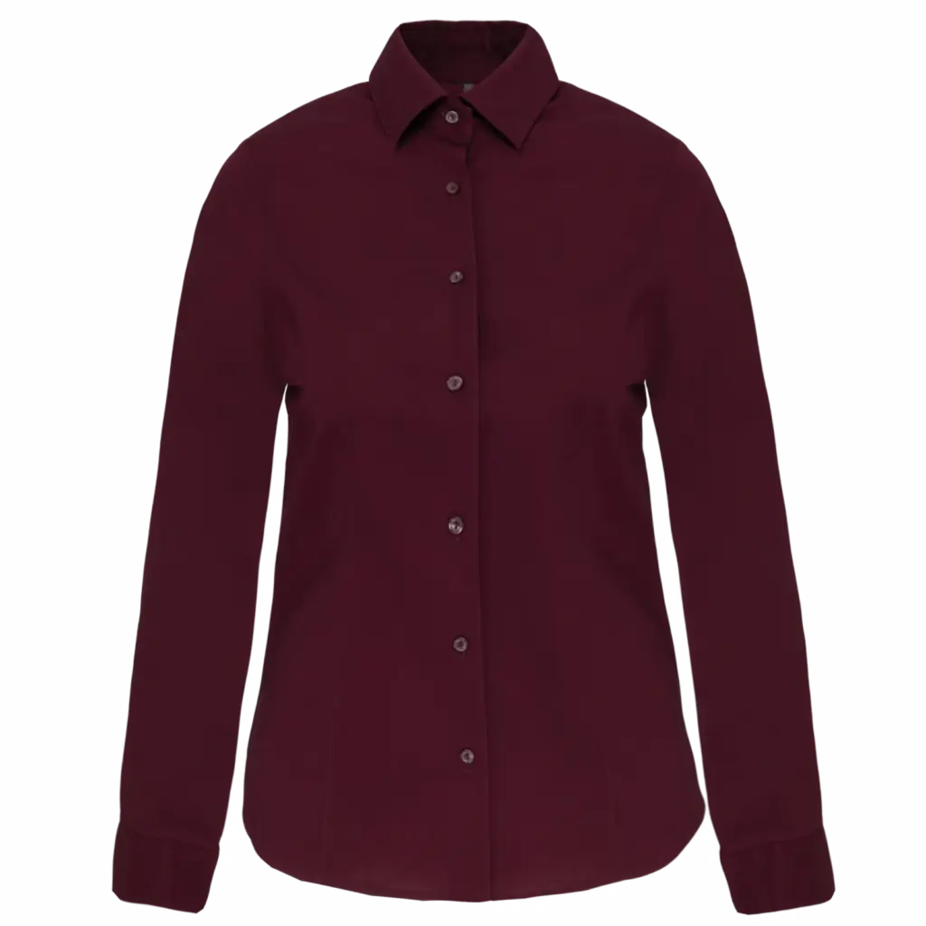 Dames stretch blouse lange mouwen, wine — productfoto 10