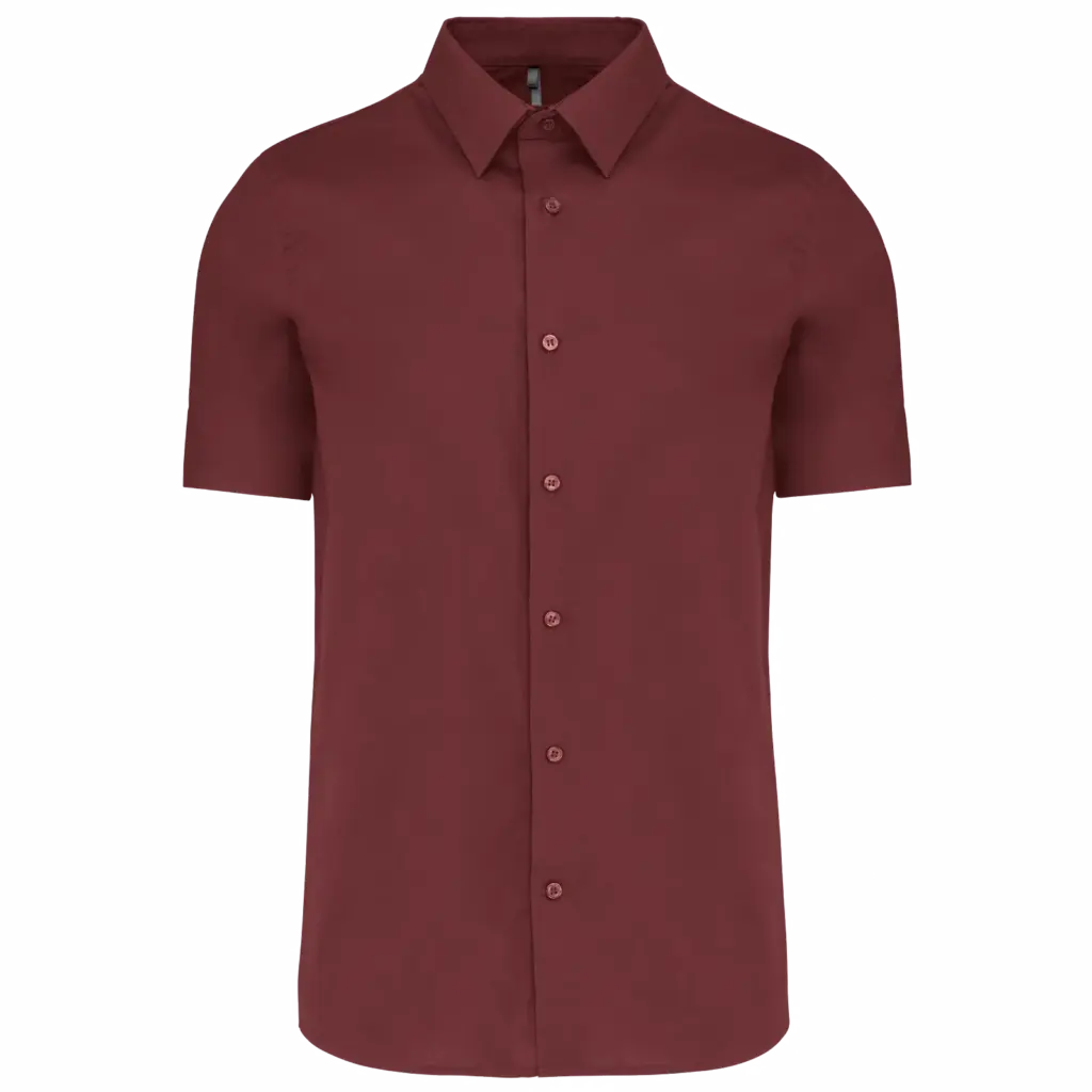 Heren stretch overhemd korte mouwen, wine — productfoto 10