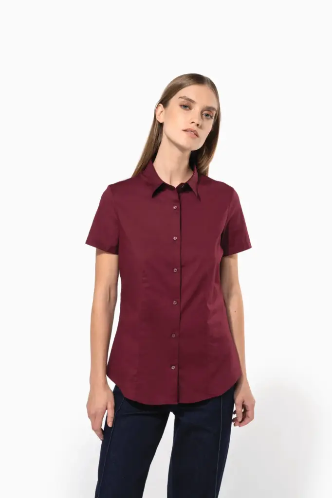 Dames stretch blouse korte mouwen