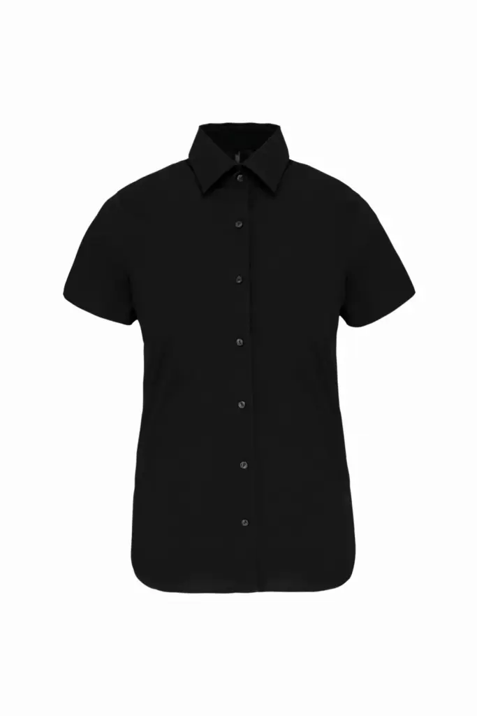 Dames stretch blouse korte mouwen, black — productfoto 6