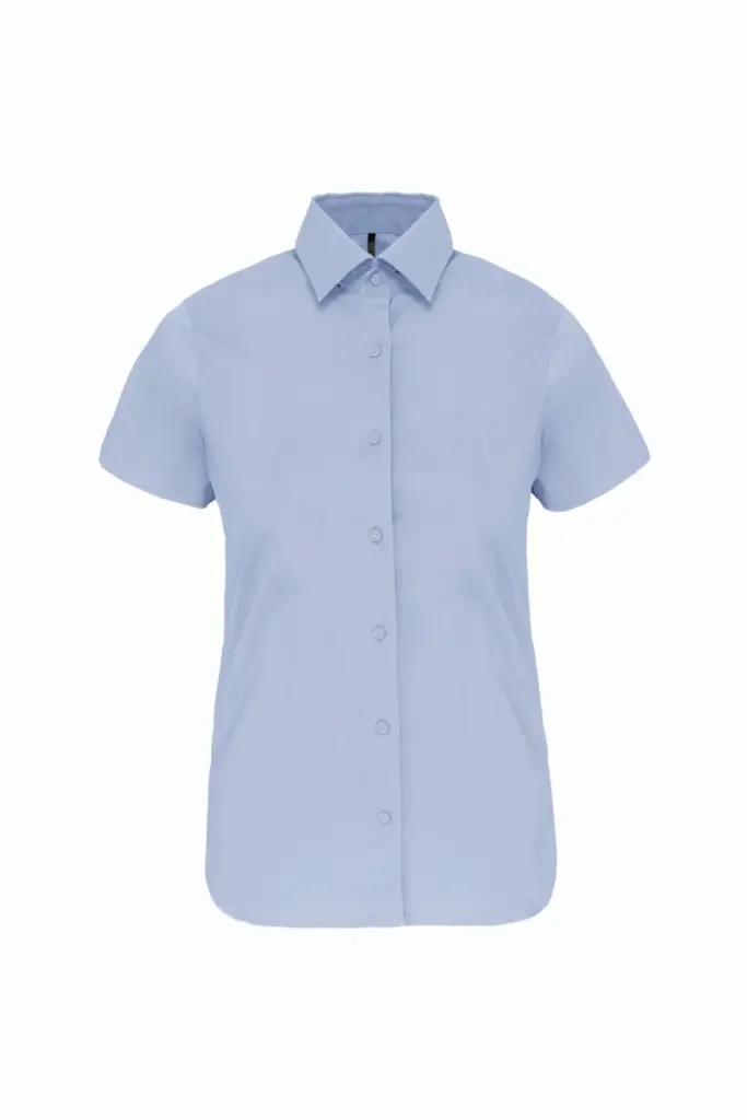 Dames stretch blouse korte mouwen, light blue — productfoto 7