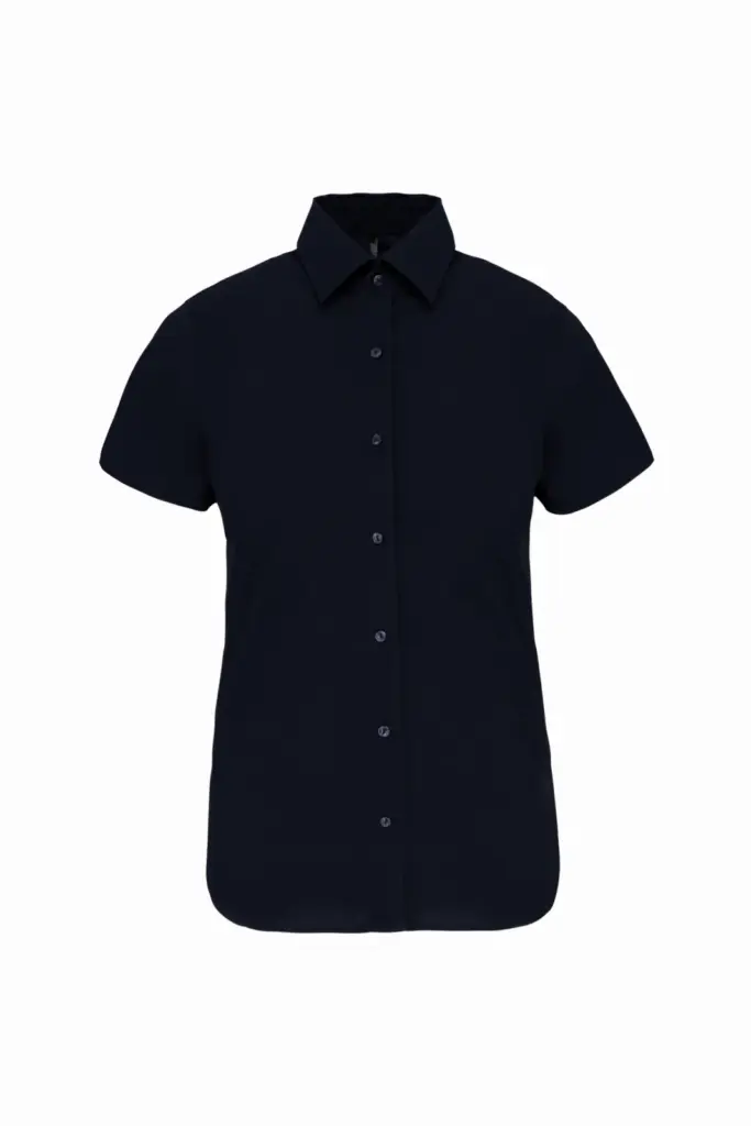 Dames stretch blouse korte mouwen, navy — productfoto 8