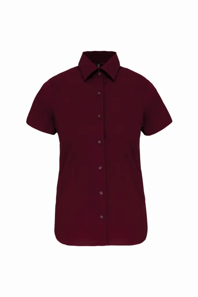 Dames stretch blouse korte mouwen, wine — productfoto 10