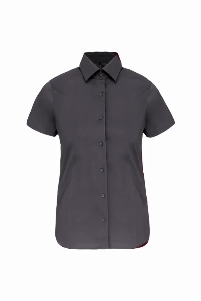 Dames stretch blouse korte mouwen, zinc — productfoto 11