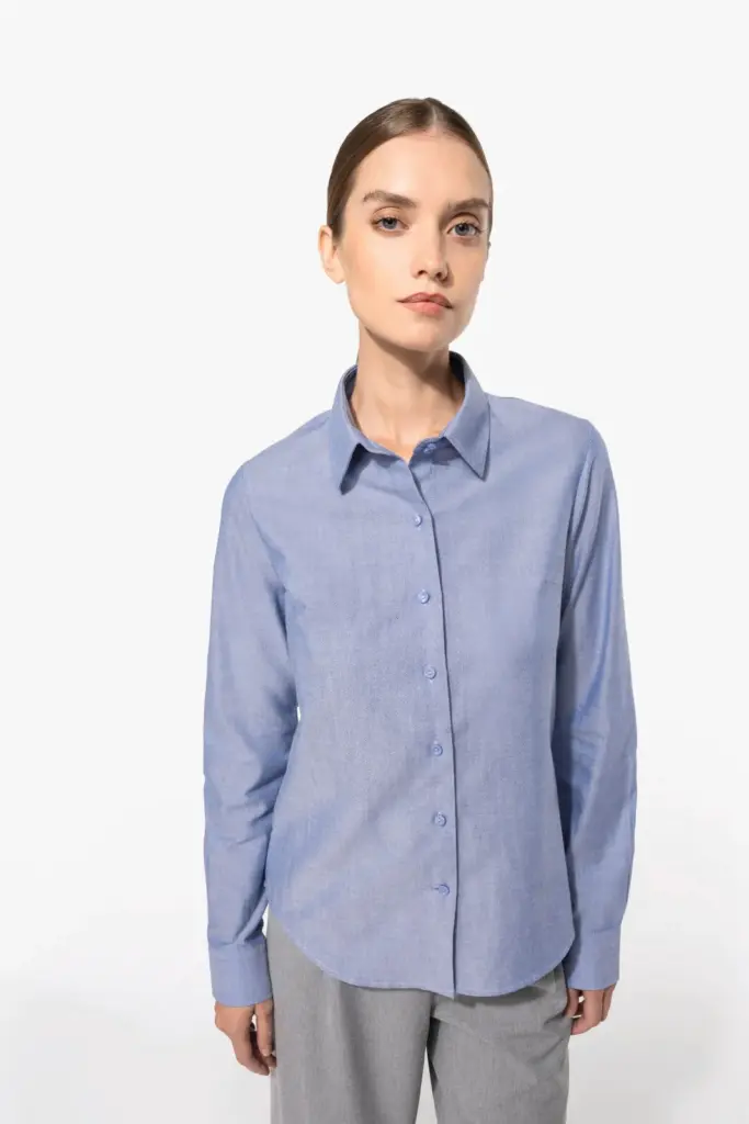 Dames Oxford blouse lange mouwen — productfoto 2