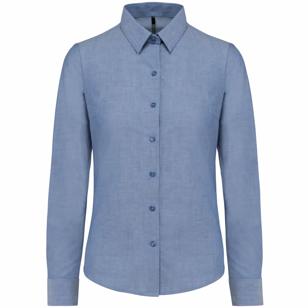 Dames Oxford blouse lange mouwen, oxford cobalt blue — productfoto 8