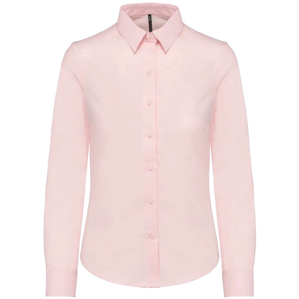 Dames Oxford blouse lange mouwen, oxford pale pink — productfoto 9