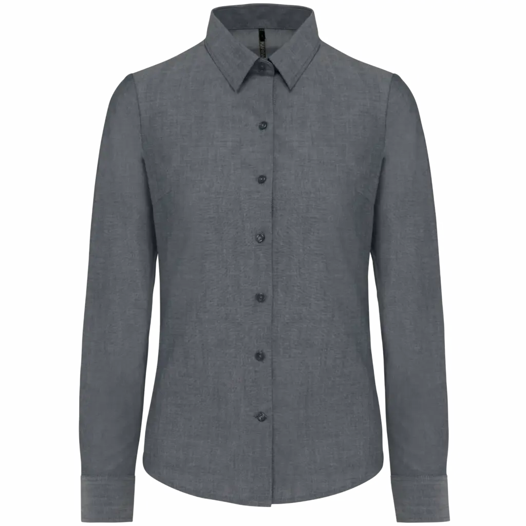 Dames Oxford blouse lange mouwen, oxford shadow navy — productfoto 10