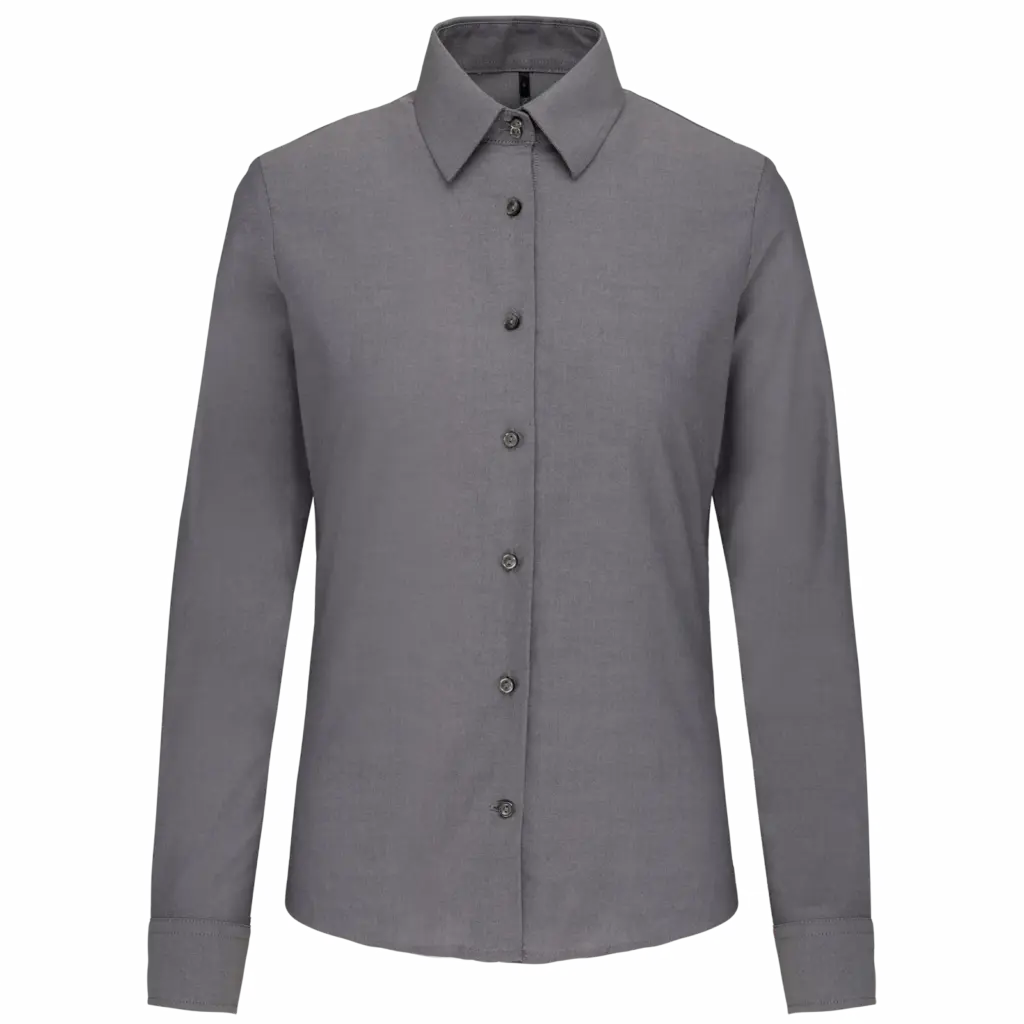Dames Oxford blouse lange mouwen, oxford silver — productfoto 11