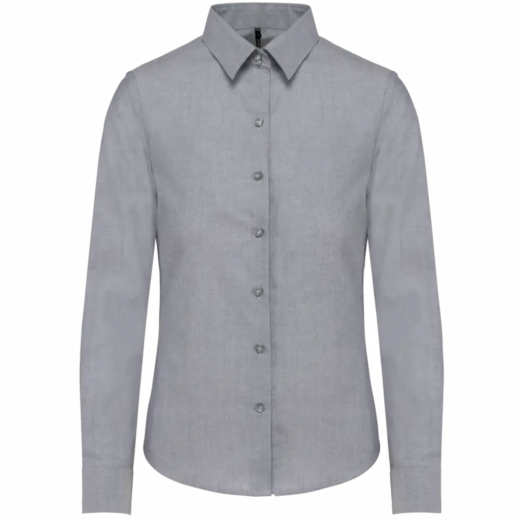 Dames Oxford blouse lange mouwen, oxford zinc — productfoto 12