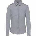Dames Oxford blouse lange mouwen, oxford zinc — productfoto 12