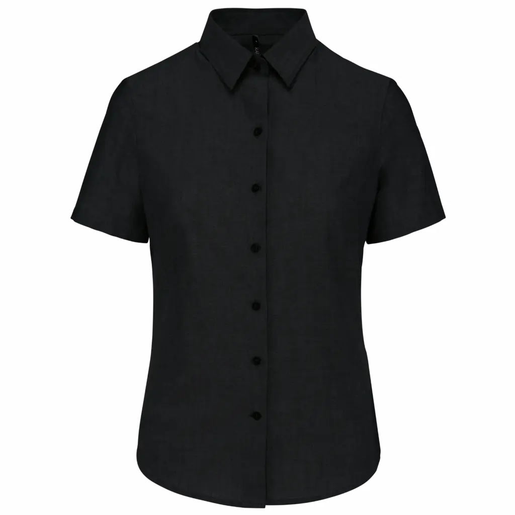 Dames Oxford blouse korte mouwen, black — productfoto 6