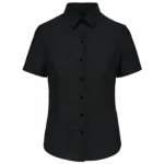Dames Oxford blouse korte mouwen, black — productfoto 6