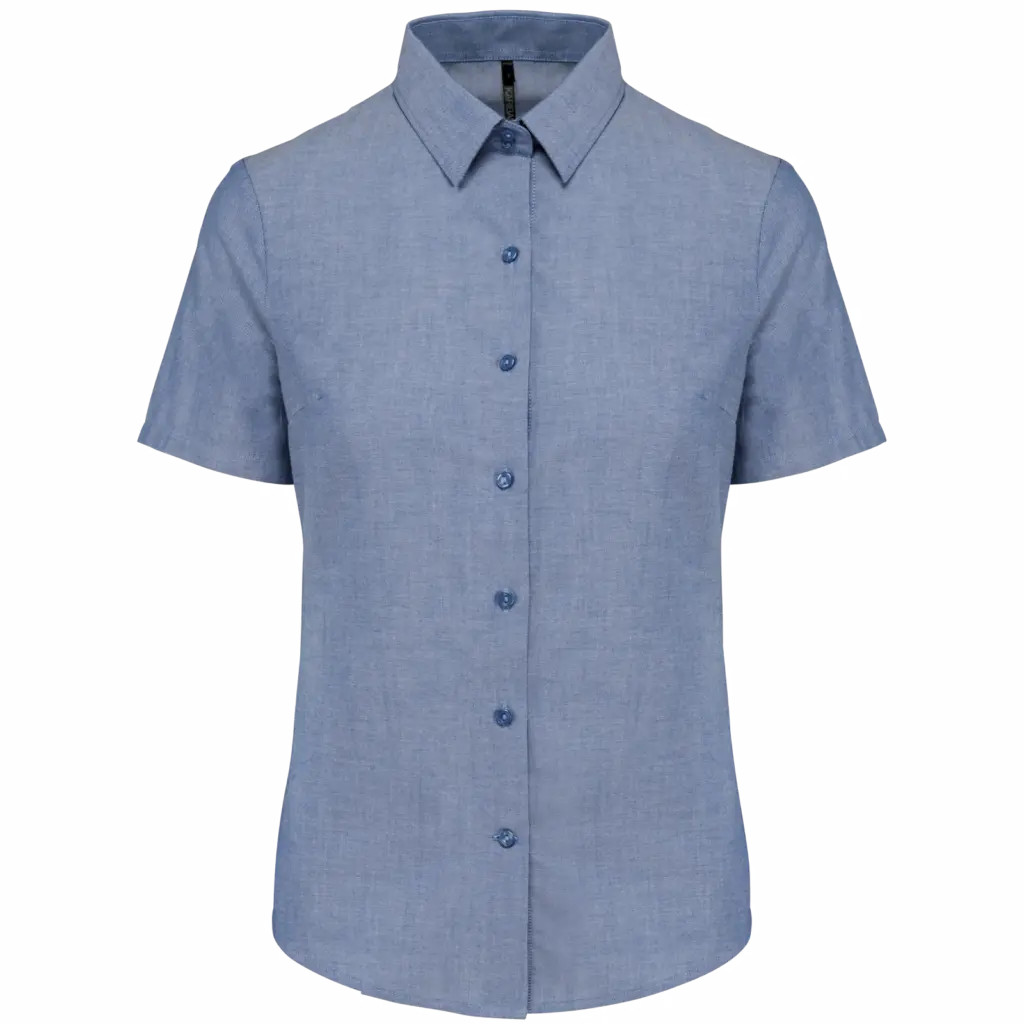 Dames Oxford blouse korte mouwen, oxford cobalt blue — productfoto 8