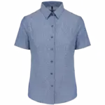 Dames Oxford blouse korte mouwen, oxford cobalt blue — productfoto 8