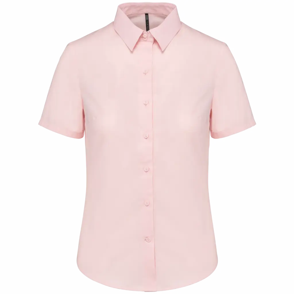 Dames Oxford blouse korte mouwen, oxford pale pink — productfoto 9