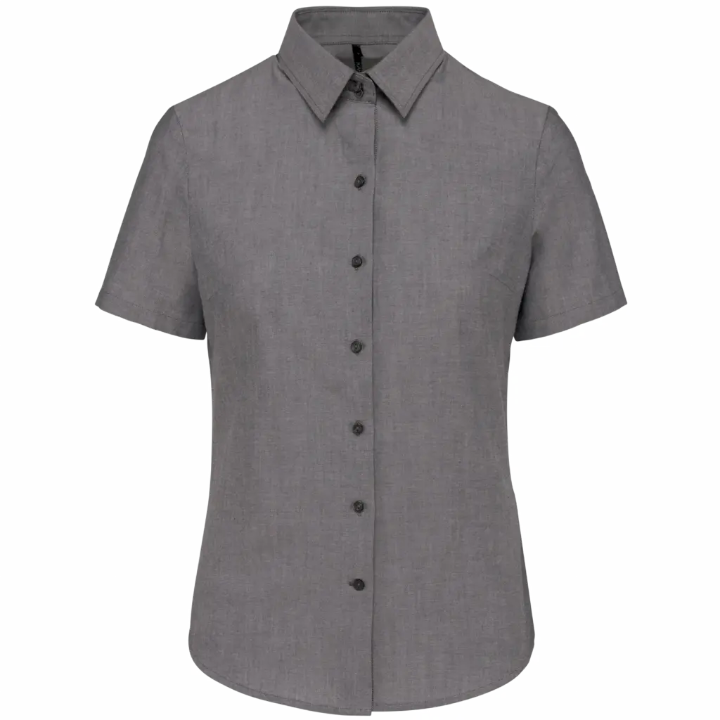 Dames Oxford blouse korte mouwen, oxford silver — productfoto 11