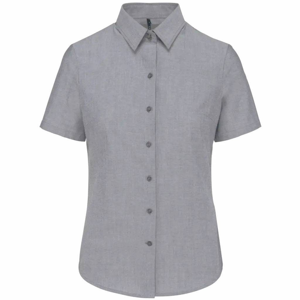 Dames Oxford blouse korte mouwen, oxford zinc — productfoto 12